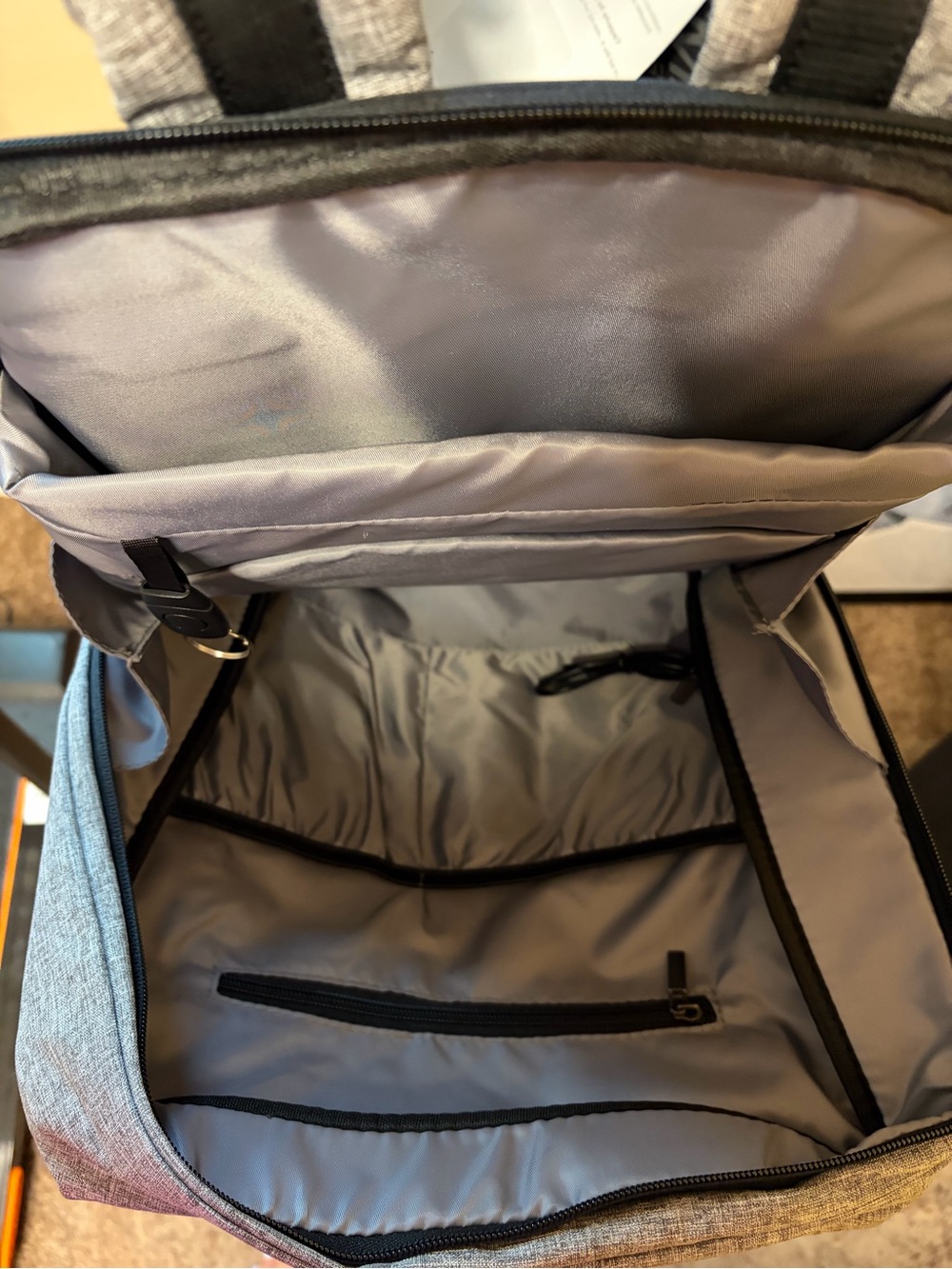 Men's Grey Slim Laptop Backpack with Front Zip Pockets - Picture 3 of 4
